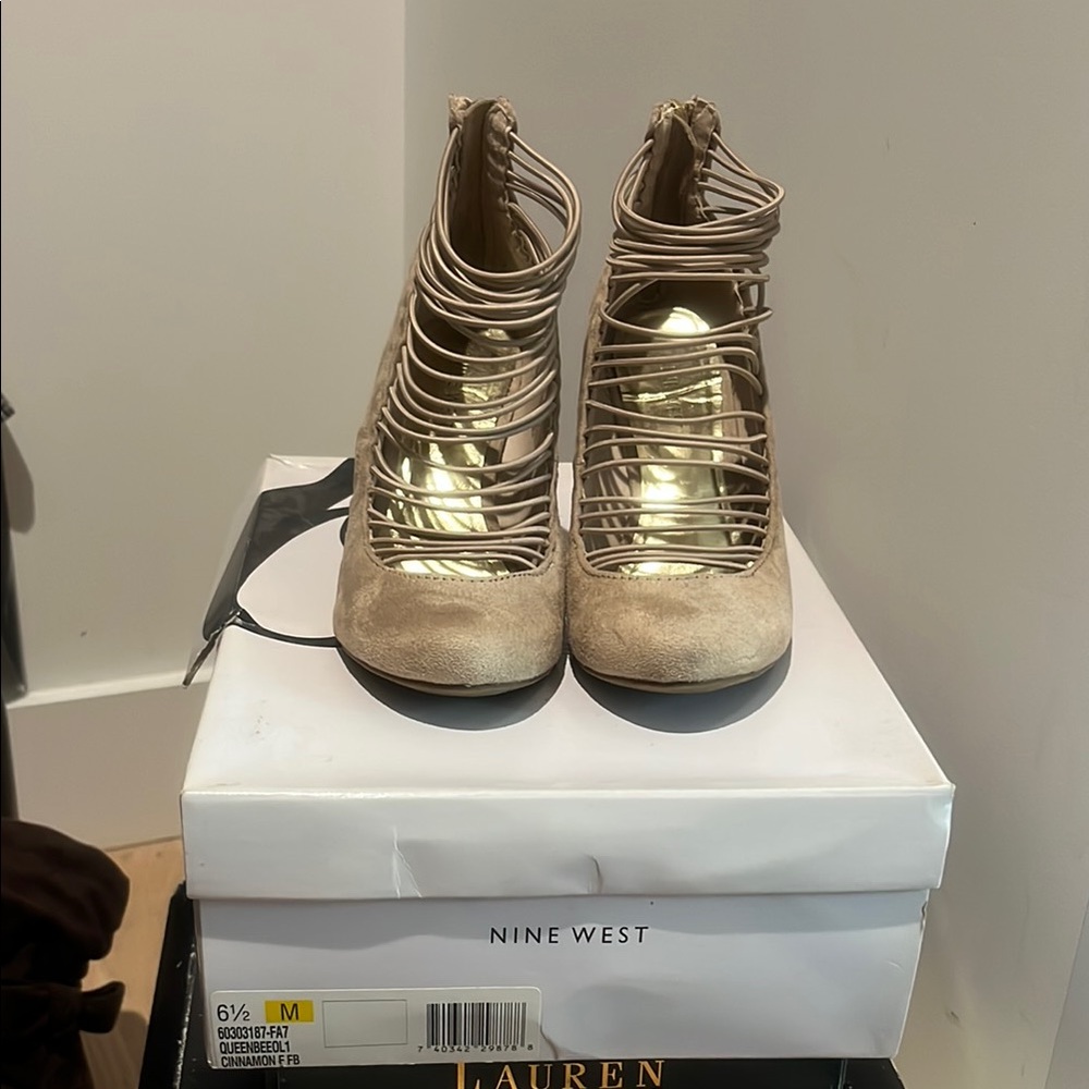 Nine West Women's Tan Strappy Heels